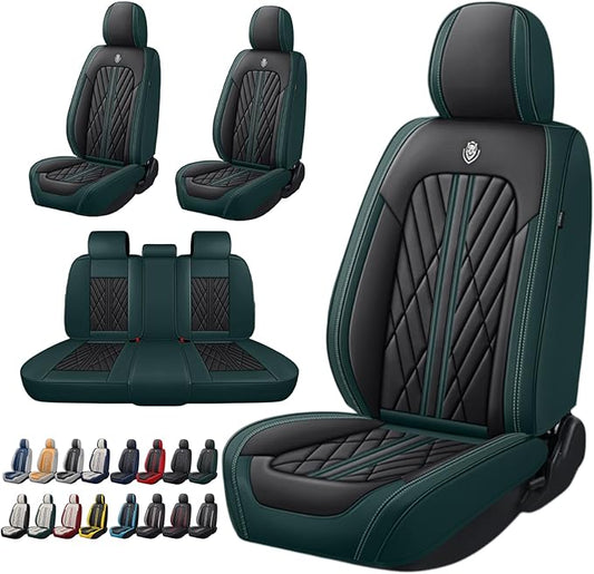 Universal Fit Waterproof Breathable Nappa Leather Automotive Vehicle Car Seat Covers Set Cushion Protector for Sedan SUV