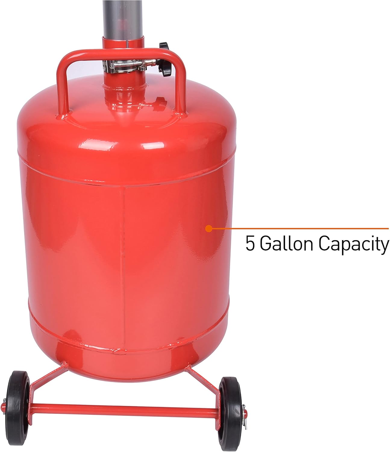 PONO 5 Gallon Oil Drain Portable Steel Oil Drain, Waste Oil Drain Tank with Wheel, Adjustable Height 32 Inch to 62 Inch