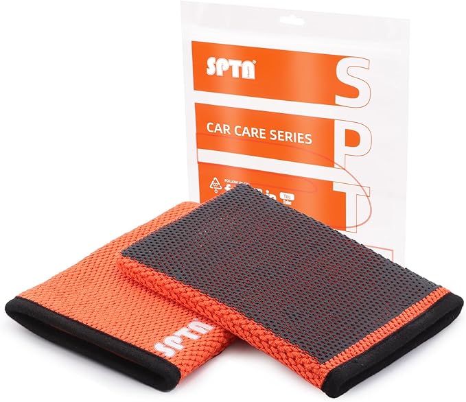 SPTA Clay Mitt, 1Pc Fine Grade Clay Bar Wash Mitt, Clay Eraser Mitt for Car Detailing, Auto Detailing Clay Bar Glove Quickly Removes Debris from Your Paint, Glass, Wheels, & More-CHMLG01