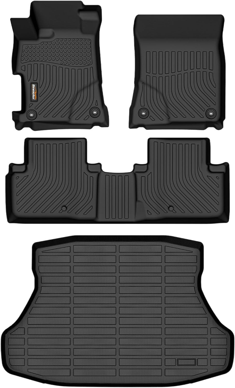Binmotor-All Weather Car Floor Mats and Cargo Liner Set for 2013-2022 Acura ILX,2 Rows with Cargo Mat Set,TPE Rubber Liners for Acura ILX Accessories Mats Trunk Mat-Black