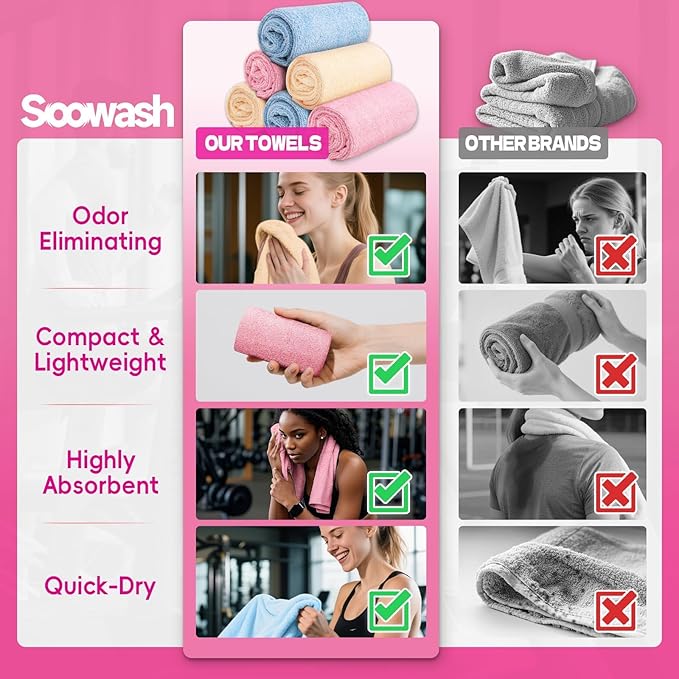 Microfiber Gym Towels for Showering Working Out Quick Dry Negative ions Large Middle Small Sizes Lightweight Gym Towel for Men Women Tennis Sports Towels for Body Hot Yoga Fitness Essentials