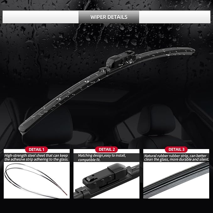 Front and Rear Windshield Wiper Blades, 3 Pcs Front and Back Windshield Wipers Blades Replacement for Lexus RX 2016-2022(Not for 350L 450hL), Car Window Wiper Blades for Lexus RX350 350h 450h