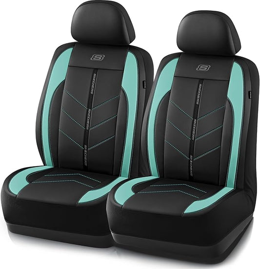 Skechers Car Seat Covers,Luxury Faux Leather Seat Covers,Waterproof Anti Slip Car Seat Protector Front Seats,Car Accessories Airbag Universal Fit for Most Cars,Vans,Trucks,SUV,Mint