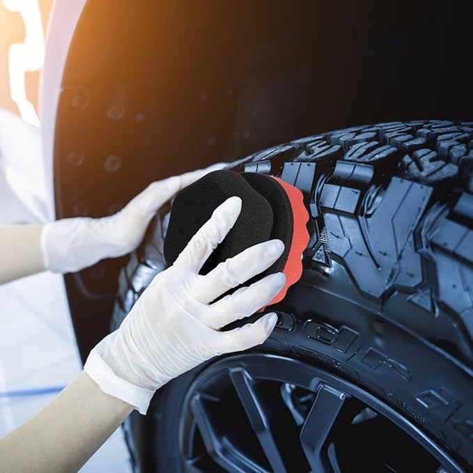 2 Pack Large Tire Shine Applicator Pad, Tire Hex Grip Applicator, Tire Shine Car Detailing Foam Sponge Tool, Reusable Car Cleaning Supplies After Car Wash Tire Cleaner for Applying Tire Shine