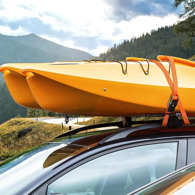 Ratchet Tie Down Strap 8-Pack 15 Ft - 500 lbs Load Cap with 1500 lbs Breaking Limit, Ohuhu Ratchet Tie Downs Logistic Cargo Straps for Moving Appliances, Motorcycle, Orange