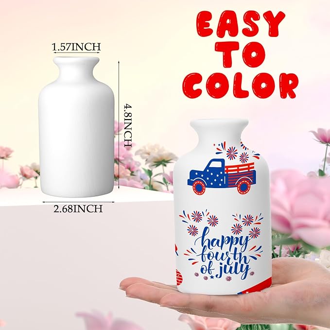 4 Set Paint Your Own Porcelain Paint Vase Art Project White Ceramic Painting Kit for Adults Porcelain Vase Decorating Kit with Christmas Holiday Supplies DIY(Classic)