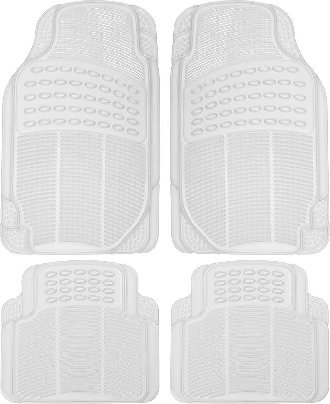 BDK 4-Piece Rubber Transparent Clear Floor Mats Heavy Duty for Front & Rear Car Truck Van SUV, All Weather Protection, Universal Fit