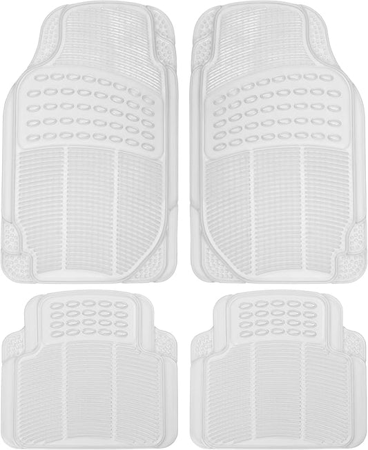 BDK 4-Piece Rubber Transparent Clear Floor Mats Heavy Duty for Front & Rear Car Truck Van SUV, All Weather Protection, Universal Fit