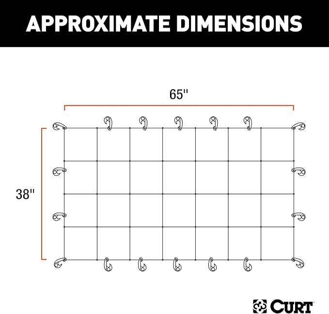 CURT 18201 65 x 38-Inch Elastic Cargo Net with Hooks for Roof Basket