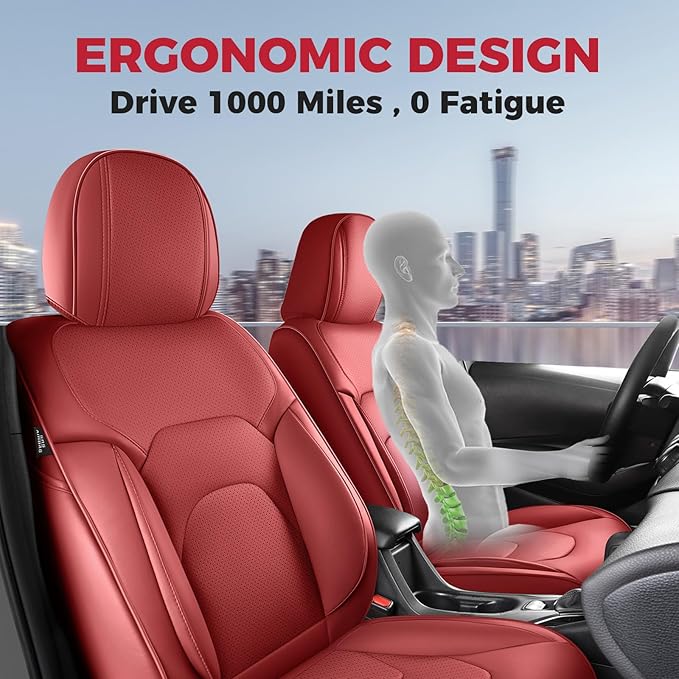 FREESOO Car Seat Covers Front Seats 2PCs,Waterproof Automotive Seat Covers, Leather Cars Interior Covers, Seats Protection Universal fit Babies & Adult (WineRed)