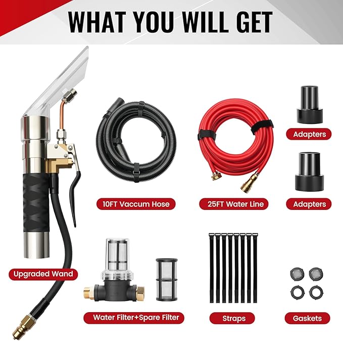 Extractor Attachment Kit for Shop Vac, Rip Clean Extractor Kit with Wand Hose Adapter Fit Carpet Sofa Car Cleaning for Home and Auto