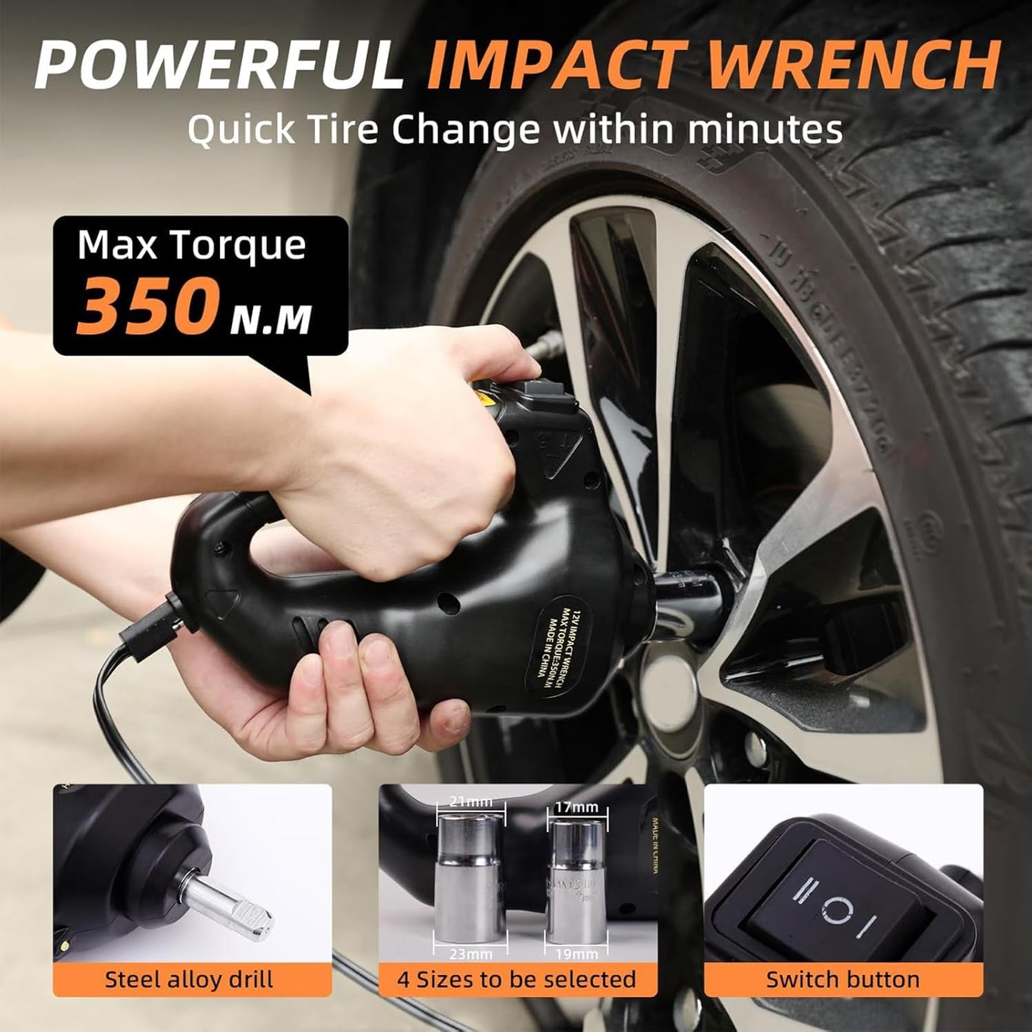 STANDTALL Electric Car Jack Kit 5 Ton 12V Hydraulic Floor Jack with Impact Wrench and Tire Inflator Pump Lift Jack with LED Light for SUV Sedan Truck Road Emergency Tire Change