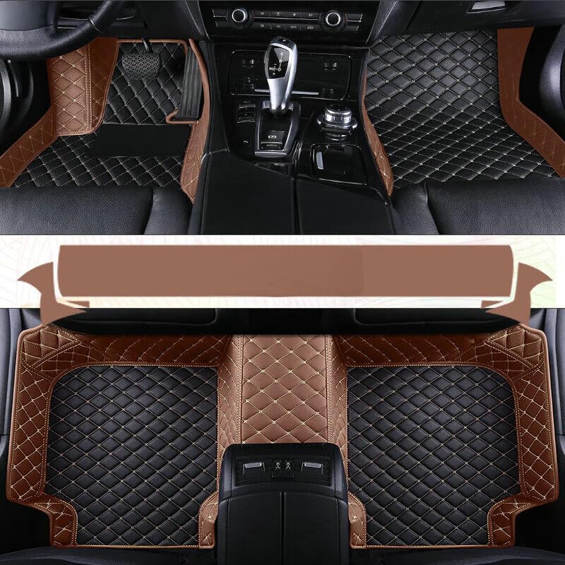 Custom Artificial Leather Waterproof All-Weather Car Floor Mats Fit for 99% Sedan SUV Sports Car Vehicle Car Mat (Light Brown Black Beige)