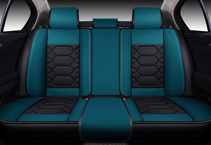 OASIS AUTO Car Seat Covers Full Set, Waterproof Faux Leather Seat Covers for Cars Universal Fit for SUV, Truck, Sedan, Black Premium Car Seat Protector with Front & Back Cushions