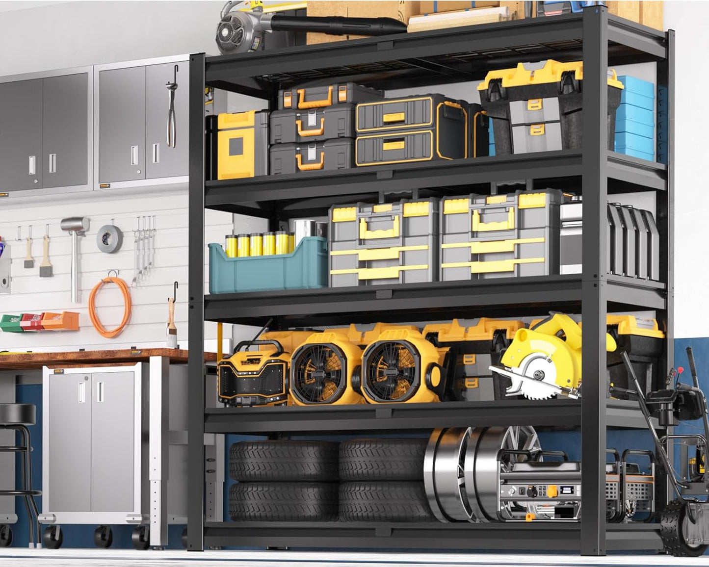 PrimeZone 72" H X 48" W X 18" D Heavy Duty Garage Shelving 5 Tier 2500 LBS Storage Shelves Adjustable Industrial Metal Wire Shelf Unit for Garage,Basement,Pantry,Warehouse,Commercial