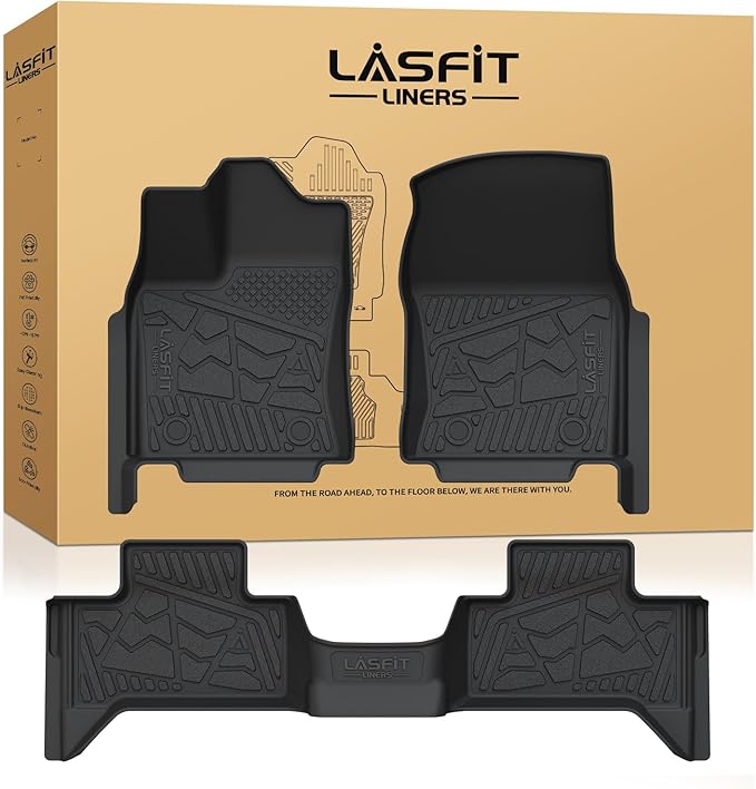 LASFIT Floor Mats for Toyota Tundra 2022-2026 Double Cab, Custom Fit All Weather Protection TPE Easy Clean Odorless Anti-Slip Floor Liners for Tundra 2022-2024 2025 2026 Front & Rear 2 Row Car Mats