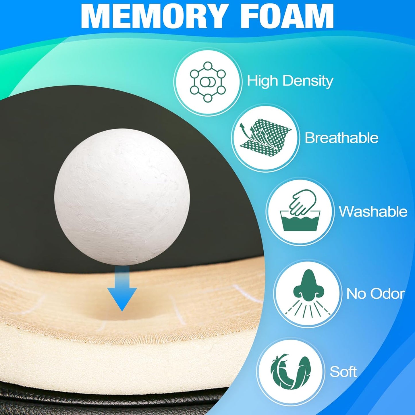 MYFAMIREA Car Seat Cushion and Back Support Pillow 1.2'' Thick Memory Foam Desk Chair Cushion Back Support for Automotive Seat Driver, Travel, Leg and Back Pain Relief, Washable, Adjustable, Gray