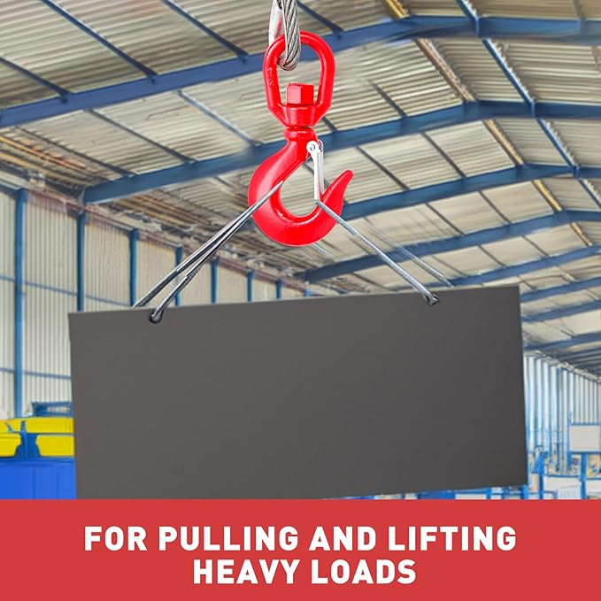 Steel Winch Cable,3/8" x 75' Wire Rope with Swivel Hook,17637 Lbs Breaking Strength,6x19 Strand Core Steel Towing Cable for Tow Truck,Crane,Wrecker