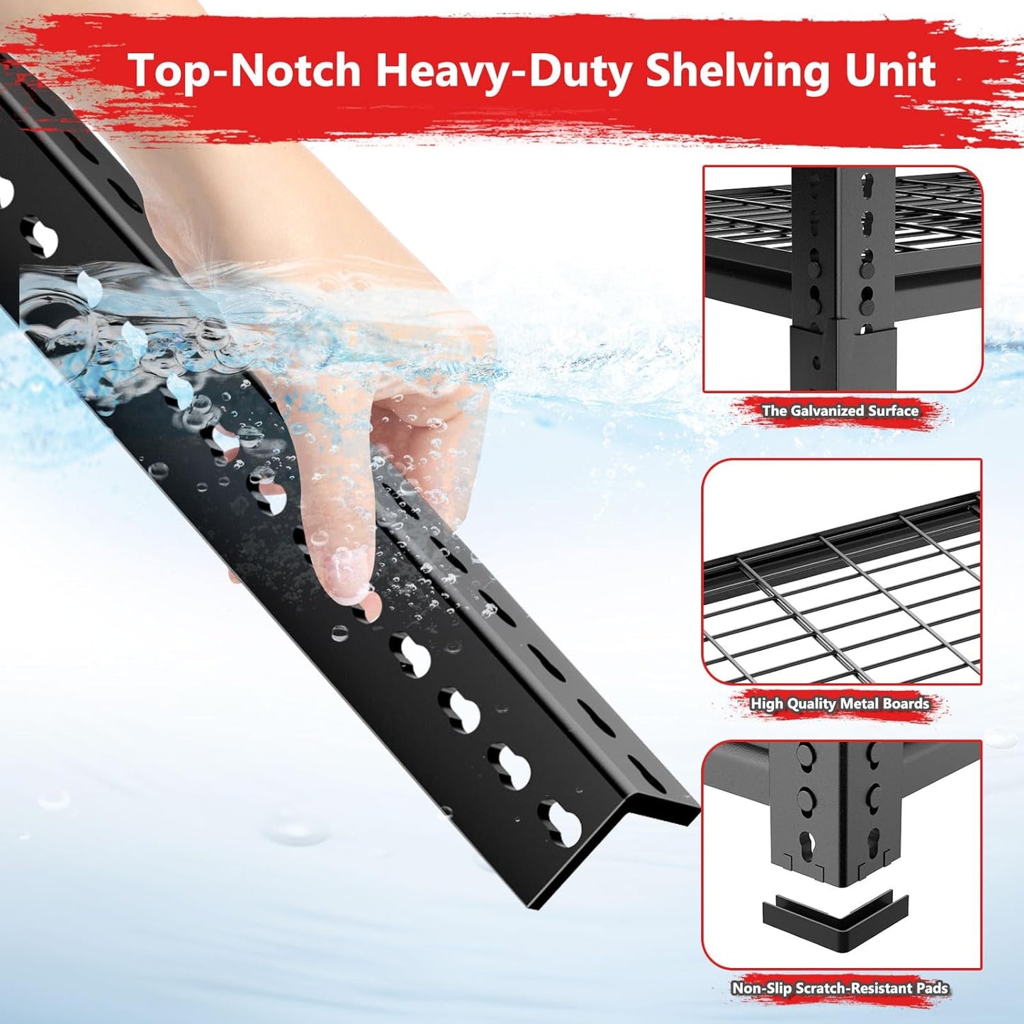 Storage Shelves 3PCS, Garage Shelving Heavy Duty 1920LBS Capacity, 36"L x 16"W x 60"H Adjustable Metal Shelving Organizer Wire Rack, 4 Tier Utility Shelf Unit for Pantry Closet Warehouse Organization