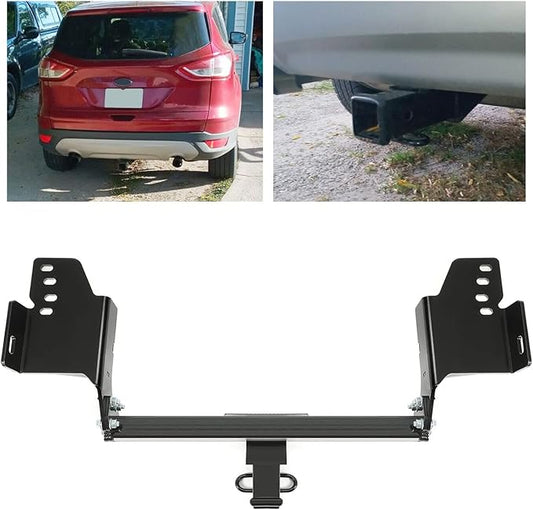 ECOTRIC Class 3 Trailer Hitch Receiver Towing 2" Compatible with 2013-2019 Ford Escape SEL SE S Titanium Models Replace for 13186 Steel Powder Coated Black