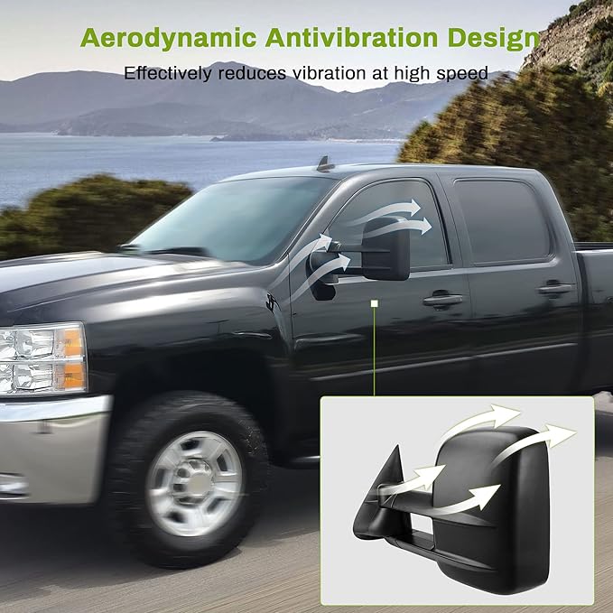 AUTOSAVER88 Tow Mirrors Compatible with 2007-2014 Chevy Silverado GMC Sierra, Power Heated Driver and Passenger Side Replacement Towing Mirror Set with Turn Signal and Dual Glass