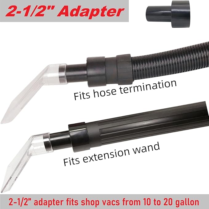 TunaMax Universal Work with All Shop Vacs with 2-1/2" & 1-7/8" &1-1/4" Adapters Extractor Attachment for Upholstery & Carpet Cleaning & Auto Detailing, Extraction Accessory for Wet Vacuum Cleaners