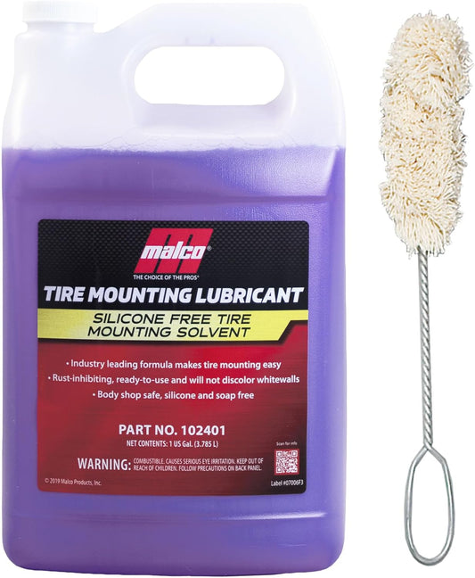 Malco Tire Mounting & Demounting Lubricant with Applicator - Automotive, Truck, Farm & Heavy-Duty Construction Tires/Improved Bead Seal/Rust Protection/Silicone & Soap Free / 1 Gal (102401)