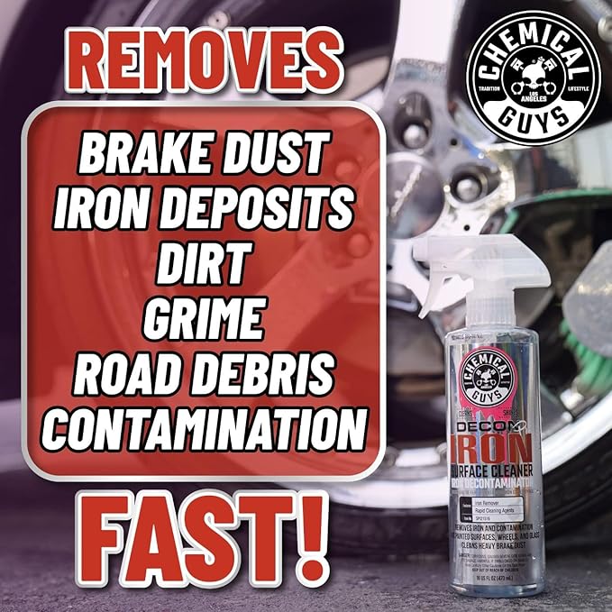 Chemical Guys Decon Pro Iron Remover and Wheel Cleaner – Professional Strength Fallout Remover for Wheels, Brakes, Calipers, Tires and Exterior – Dissolves Brake Dust and Dirt, 16 oz