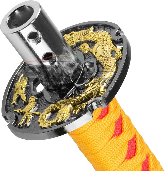 EZAUTOWRAP 26cm Orange Red Shift Knob Samurai Sword Alloy Katana with Adapter Universal