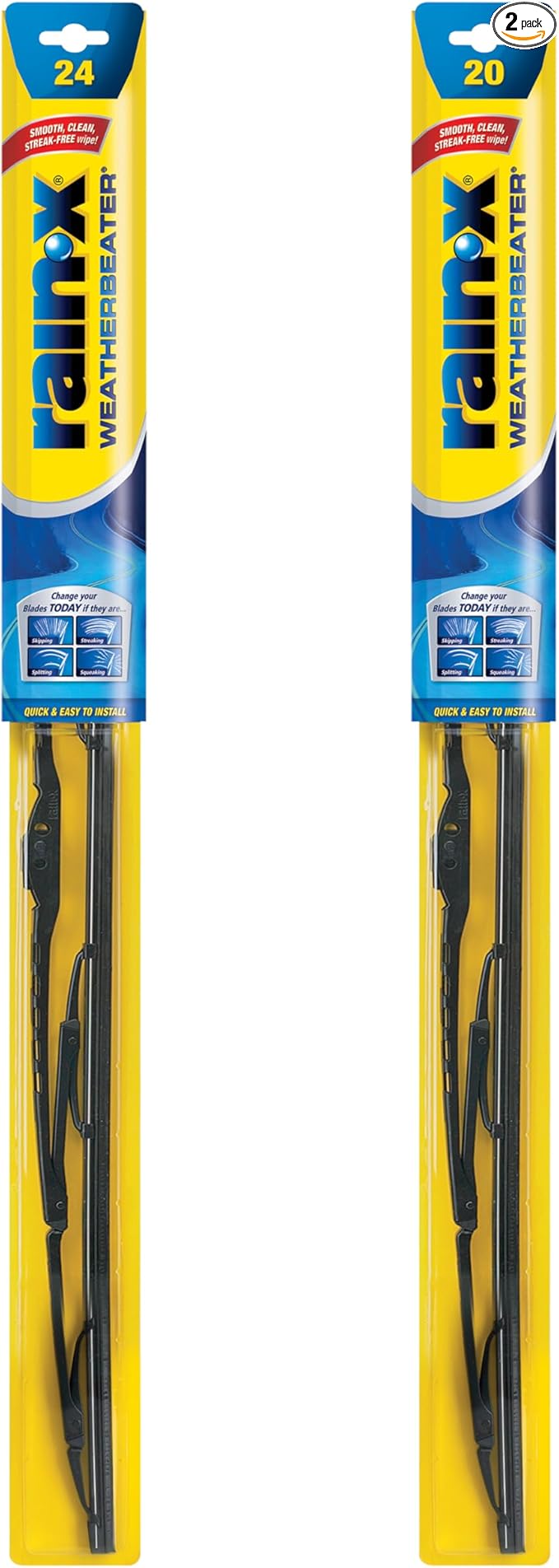 Rain-X 820146 WeatherBeater Wiper Blades, 24" and 20" Windshield Wipers (Pack of 2), Automotive Replacement Windshield Wiper Blades That Meet Or Exceed OEM Quality And Durability Standards