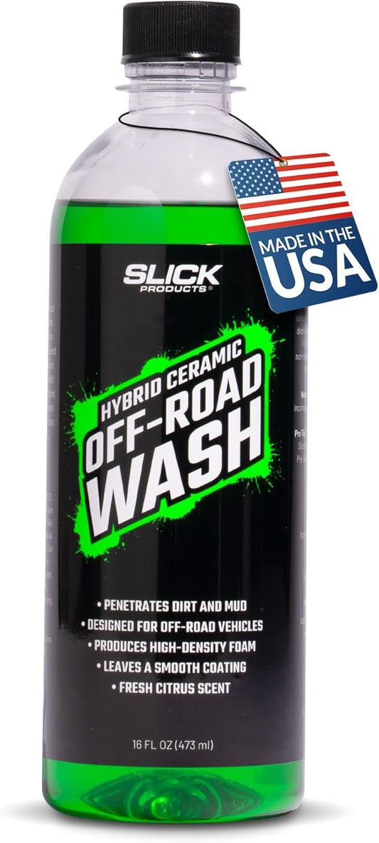 Slick Products Total Off-Road Wash Super Concentrate – Thick Foaming Car Wash Soap with Hybrid-Ceramic Formula for Dirt Bikes ATV UTV Trucks Jeeps and More – Foam Cannon Ready – 16 oz
