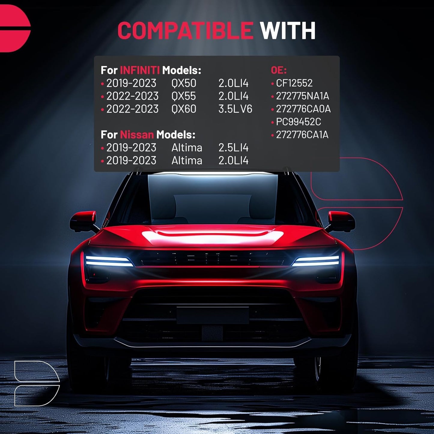 BDFHYK Cabin Air Filter with Activated Carbon Compatible with INFINITI QX50 2019-2023, QX55/QX60 2022-2023, Compatible with Nissan Altima 2019-2023, Replace# CF12552, 272776CA1A