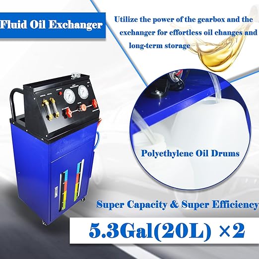 Auto Transmission Fluid Exchanger Fluid Flush Cleaning Machine Gearbox Cleaning Equipment Oil Replace Cleaner with Two 5.3Gal Tank 12V/DC