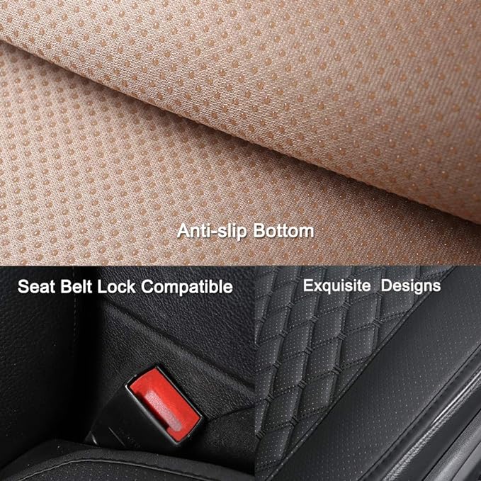 Black Panther 1 Pair Luxury Car Seat Covers Protectors, Universal Anti-Slip Driver Seat Cover with Partial Backrest Coverage (Middle Part Only), Diamond Pattern, Compatible with 95% Cars (Black)