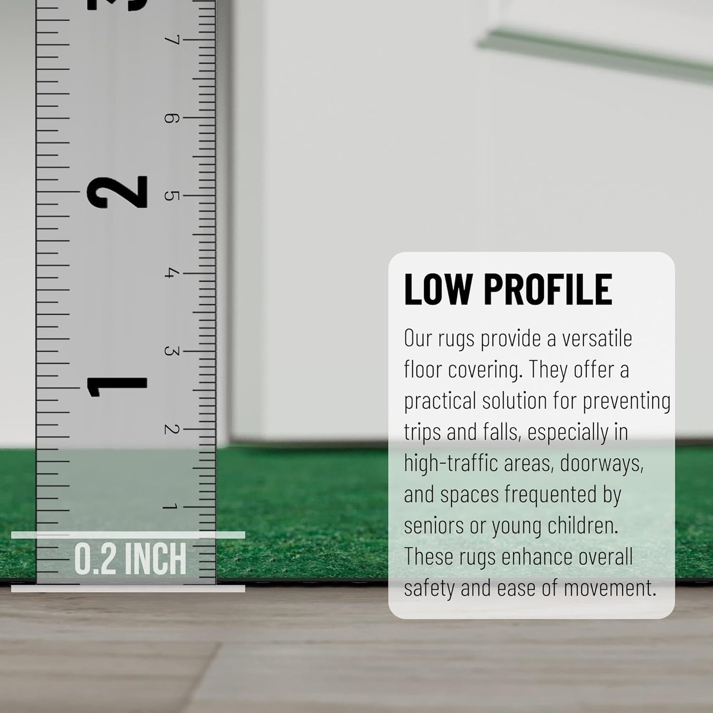 Ottomanson 6'6" x 14' Hallway Runner with Scraper Pile - Extra Durable Non-Slip Rug Mat for Indoor & Outdoor Use - Ideal for Kitchen, Entryway & Garage - High-Traffic Carpet, Green