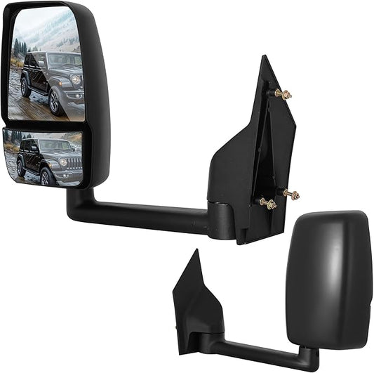 DWVO Towing Mirror Compatible with 2003-2019 Chevy Express GMC Savana 1500 2500 3500, Side Mirror with Manual Folding Manual Adjustment