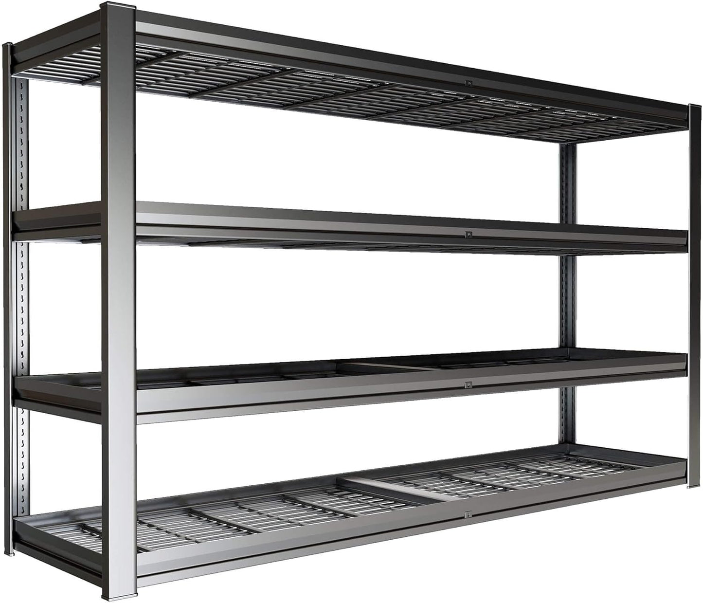 68" W Garage Shelving Unit, 68" W x 24" D x 68" H, Heavy Duty Garage Storage Shelves, 4 Tier Storage Rack Shelf, Industrial Adjustable Shelves for Basement Warehouse
