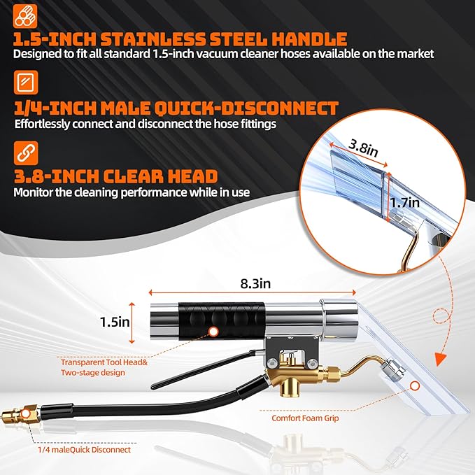 Extractor Hose Kit Compatible with Shop Vac Extractor Kit,Better Extractor Hose Kit for Carpet & Upholstery Cleaning,Converts Vacuum to Cleaner With 25FT Water Line and 10 FT Vacuum Hose & Adapter