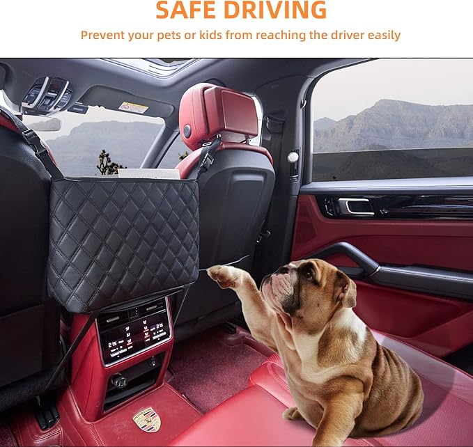 WLLWOO WLLWOO Car Net Pocket Handbag Holder Between Seats Back Storage Organizer Purse Holder for Console Front Seat Storage Barrier