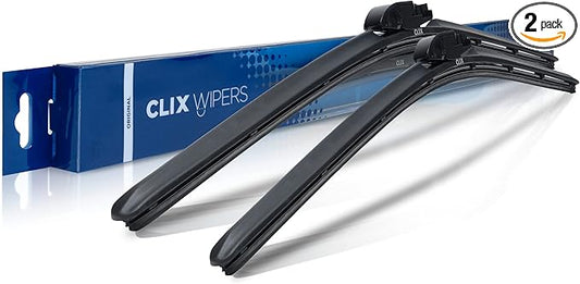 ClixWipers 18" + 18" High Performance Premium Automotive Replacement Windshield Wiper Blades, Passenger and Driver Side Wiper Blade Designed For All Weather & Winter Conditions (Set of 2)