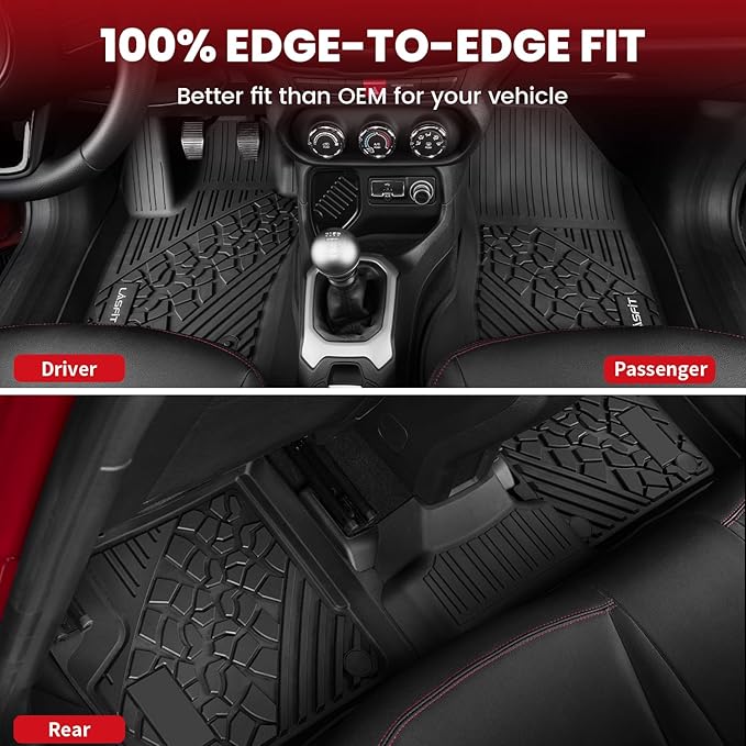 LASFIT Floor Mats for Jeep Renegade 2015-2023 All Weather TPE Custom Fit Car Mats Floor Liners 1st & 2nd Row, Black