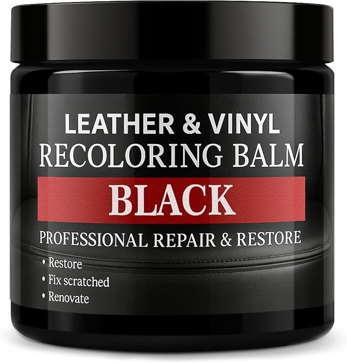 Leather Color Restorer, Leather Recoloring Balm, Scratch Remover, Leather Dye, Leather Paint, Leather Repair Kit for Furniture Couches Car Seats Shoes Bags, Black
