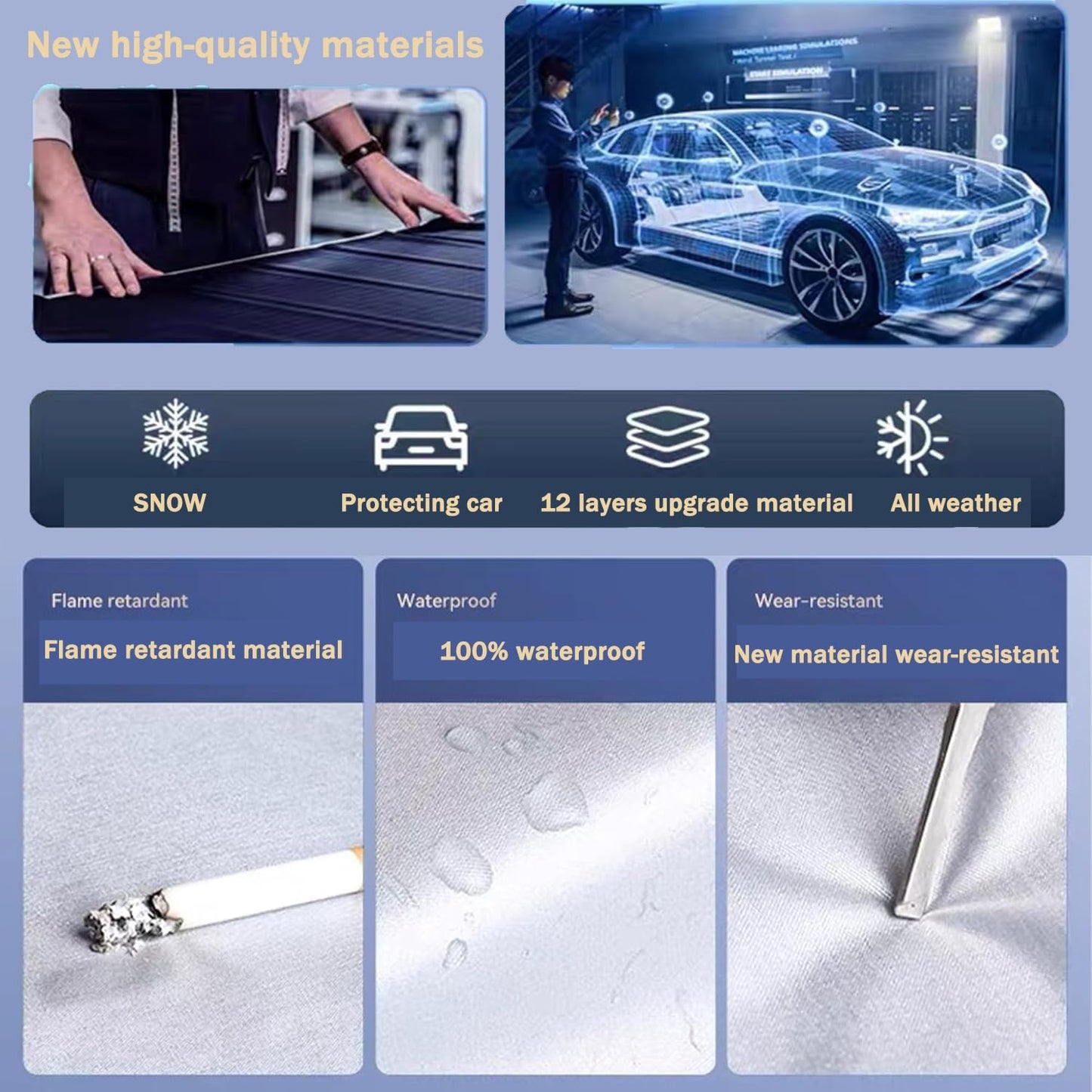 Autsop SUV Car Cover Waterproof All Weather,12-Layer Car Covers for Automobiles Outdoor Heavy Duty Full Exterior Covers for SUV(188-192 Inch)