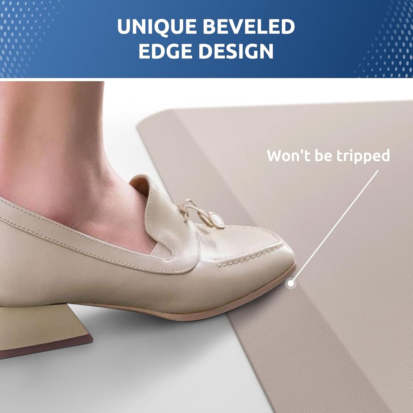 KitchenClouds Kitchen Mat Cushioned Anti Fatigue Kitchen Rug 0.8inch Waterproof Non Slip Kitchen Rugs and Mats Standing Desk Mat Comfort Floor Mats for Kitchen Sink Office (17.3"x60",Khaki)