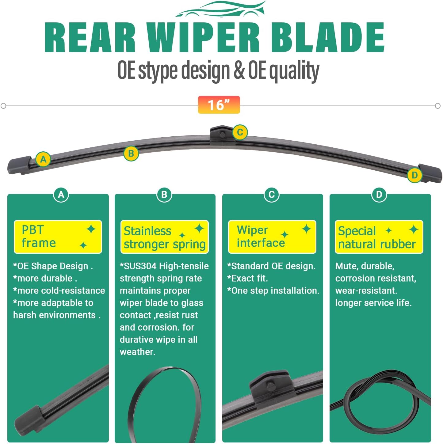 28" 18" 16" Windshield Wiper Blades Replacement for Mercedes Benz Metris 2016 2017 2018 2019 2020 2021 2022 2023 Premium All Weather Front Rear Wipers Set - OEM Quality (Pack of 3)