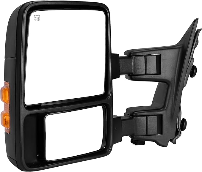 DWVO Side Towing Mirrors Compatible with 2008-2016 Ford F250 F350 F450 F550 Super Duty,Left Driver Mirror with Power Heated Manual Folding Turn Signal Black