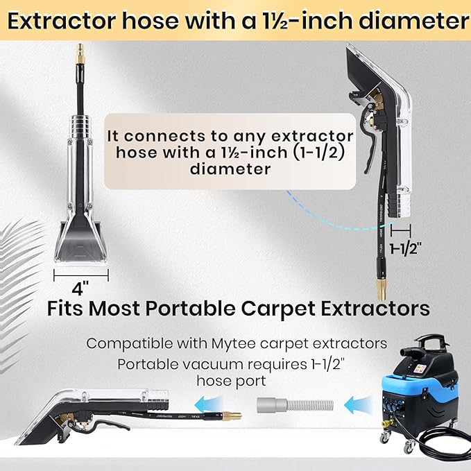 Upholstery Tool Compatible with Mytee 8400P Air Lite,1-1/2 Inches Interface,1/4” Quick Connect,Add Cleaning Brushes,Anti Fall Transparent Shell,Clean Carpets,Car Upholstery,Upholstery Tool