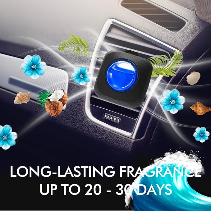 Car Air Fresheners, Ocean, 6-Pack, 4ml Each, Car Fresheners for Women Men, Long Lasting Air Freshener for Car Vent Clips, Car Refresher