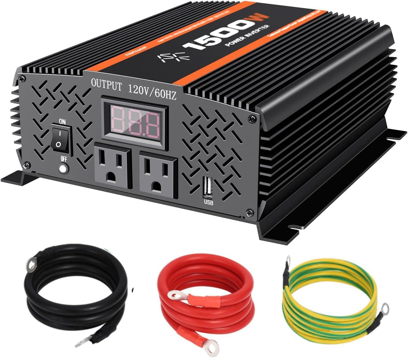 1500 Watt car Power Inverter 12V to 110V/120V for RV car Truck semi Truck Vehicles Camping with LCD Display 1500W
