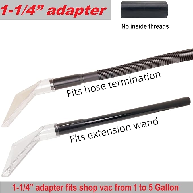 TunaMax Universal Work with All Shop Vacs with 2-1/2" & 1-7/8" &1-1/4" Three Adapters Extractor Attachment for Upholstery & Carpet Cleaning & Auto Detailing